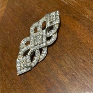 Elegant Silver Brooch with Crystal Accents